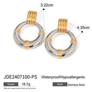 1 pair simple series retro geometric stainless steel  gold plated women drop earrings h5 Picture2