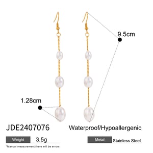 1 pair simple series elegant tassel stainless steel  gold plated artificial pearl women drop earrings h5 Picture2