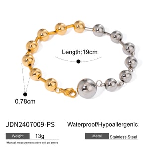 1 piece simple series simple geometric stainless steel  gold plated women beaded bracelets h5 Picture2