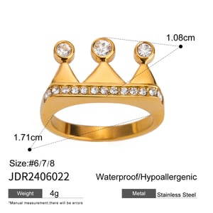 1 pair simple series simple geometric stainless steel  gold plated zircon women single ring h5 Picture2