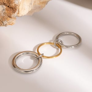 1 Stück einfarbiger Edelstahl Goldfarbener Damen-Einzelring h5 