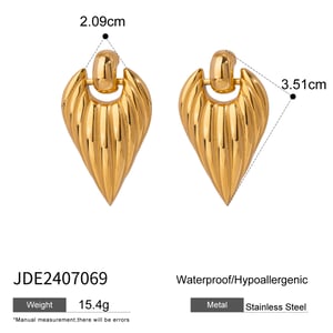 1 pair simple series retro heart stainless steel  gold plated women drop earrings h5 Picture2