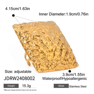 1 pair classic series retro solid color stainless steel  gold plated women adjustable rings h5 Picture2