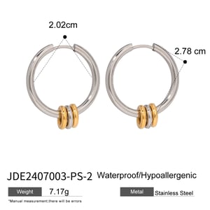 1 paar simple series  stijl geometrische roestvrijstalen  vergulde dames hoepeloorbellen h5 Afbeelding2
