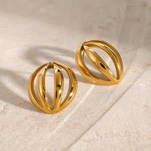 1 pair simple series simple geometric stainless steel  gold plated women stud earrings h5