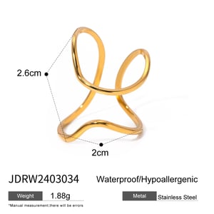 1 pair simple series simple line stainless steel  gold plated women adjustable rings h5 Picture2