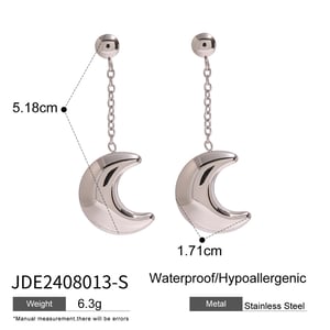 1 pair simple series simple sun/moon stainless steel  gold plated women drop earrings h5 Picture2