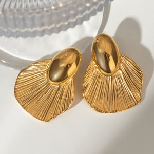 1 pair simple series retro geometric stainless steel  gold plated women stud earrings h5