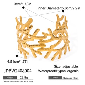 1 piece simple series retro plant stainless steel  gold plated women bangles h5 Picture2