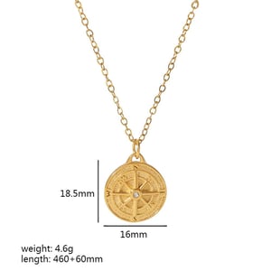 1 piece of personalized fashion  gold-plated stainless steel hammered eight-pointed star zircon eye pendant necklace for women's jewelry for daily wear h5 Picture2