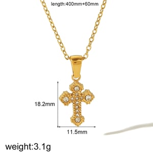 1 piece of personalized fashion  gold-plated stainless steel diamond cross pendant necklace for women's daily wear h5 Picture2