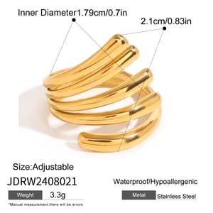 1 Piece irregular Line Shape Stainless Steel Gold Color Minimalist Ring h5 Picture2