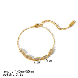 1 simple and stylish  gold-plated stainless steel geometric square heart-shaped diamond bracelet suitable for women's daily wear h5 Picture2