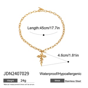 1 pair simple series retro cross stainless steel  gold plated women earrings set h5 Picture2
