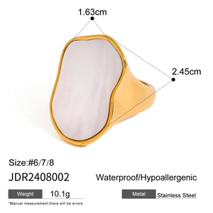 1 Paar Simple Series Simple Turtle Edelstahl 18 Karat vergoldet Muschel Damen Einzelring h5 Bild2