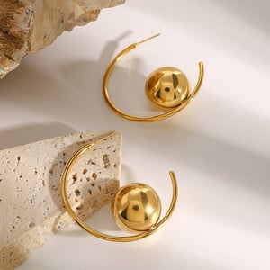 1 pair simple series simple solid color stainless steel  gold plated women hoop earrings h5