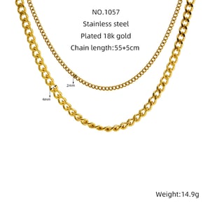 1 Piece Fashion Hip-Hop Style Solid Color Stainless Steel 14K Gold Plated Unisex Chain Necklace h5 Picture2