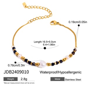 1 piece simple series elegant beads stainless steel  gold plated natural stone women charm bracelets h5 Picture2