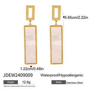 1 pair simple series classic geometric artificial pearl  gold plated shell women drop earrings h5 Picture2