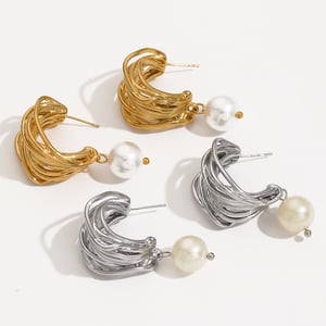 1 pair classic series retro line  gold plated women stud earrings h5 Picture2