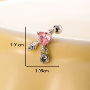 1 Piece Simple Series Simple Heart Titanium Steel No Plating Material Zircon Women Stud Earrings h5 Picture2