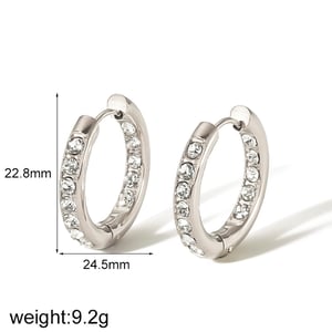 1 pair simple series sweet geometric stainless steel  gold plated zircon women hoop earrings h5 Picture2