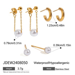 1 Paar Ohrringe im Retro-Stil der Simple Series aus Edelstahl mit 18 Karat vergoldeter Kunstperle für Damen h5 Bild2