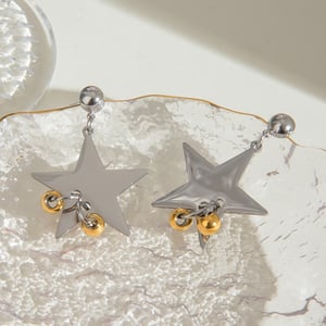 1 pair simple series classic geometric stainless steel  gold plated women drop earrings h5