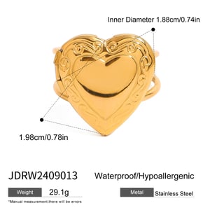 1 Paar Simple Series Retro Herz Edelstahl 18 Karat vergoldet Damen verstellbare Ringe h5 Bild2
