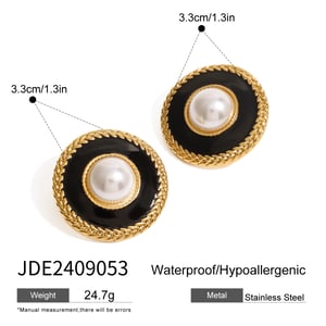1 pair simple series retro geometric stainless steel  gold plated artificial pearl women stud earrings h5 Picture2