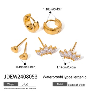 1 Set Sweet Heart Edelstahl vergoldet Zirkon Damen Ohrringe Set h5 Bild2