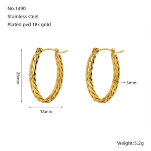 1 paar simple series simple strip titanium staal  goud vergulde dames creolen h5 Afbeelding2