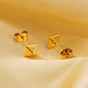 1 pair simple series simple titanium steel  gold plated women stud earrings h5