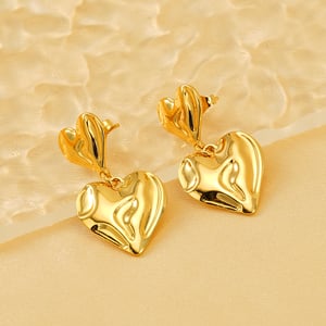 1 pair simple series daily heart stainless steel  gold plated women stud earrings h5