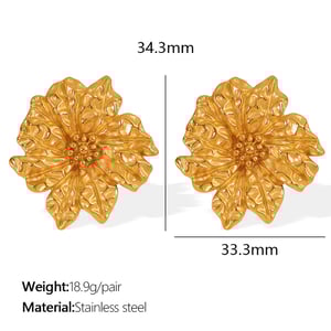 1 pair romantic series retro flower stainless steel  gold plated women stud earrings h5 Picture2