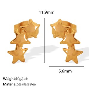 1 pair simple series casual sun/moon stainless steel  gold plated women stud earrings h5 Picture2