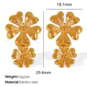 1 pair romantic series sweet flower titanium steel  gold plated women stud earrings h5 Picture2