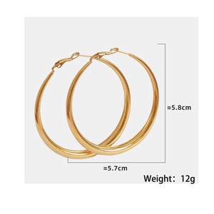 1 Paar Simple Series Klassische einfarbige Creolen aus Titanstahl mit 18 Karat Goldbeschichtung für Damen h5 Bild2