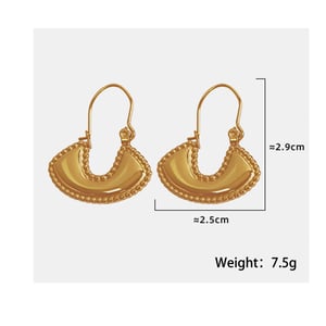 1 pair simple series retro geometric stainless steel  gold plated women drop earrings h5 Picture2