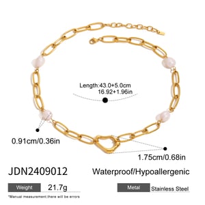 1 piece classic series elegant geometric stainless steel  gold plated artificial pearl women pendant necklaces h5 Picture2