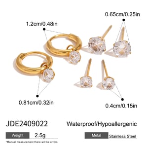 1 pair simple series sweet geometric stainless steel  gold plated zircon women earrings set h5 Picture2
