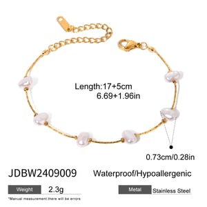 1 piece classic series elegant geometric stainless steel  gold plated artificial pearl women chain bracelets h5 Picture2