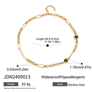 1 piece simple series sweet heart stainless steel  gold plated artificial pearl women chain necklaces h5 Picture2