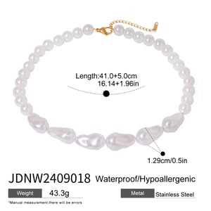 1 piece classic series elegant beads stainless steel  gold plated artificial pearl women beaded necklaces h5 Picture2