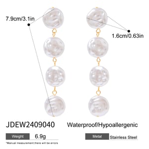 1 pair classic series elegant beads stainless steel  gold plated artificial pearl women drop earrings h5 Picture2