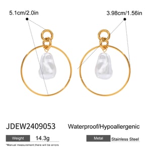 1 pair simple series elegant geometric stainless steel  gold plated artificial pearl women drop earrings h5 Picture2