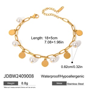 1 piece simple series sweet geometric stainless steel  gold plated artificial pearl women charm bracelets h5 Picture2