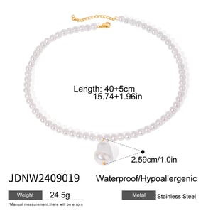 1 piece simple series retro beads stainless steel  gold plated artificial pearl women pendant necklaces h5 Picture2