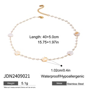 1 piece classic series sweet flower stainless steel  gold plated artificial pearl women chain necklaces h5 Picture2