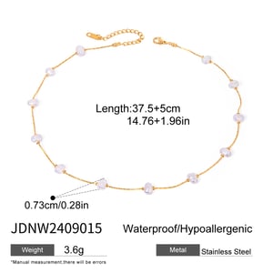1 piece simple series sweet geometric stainless steel  gold plated artificial pearl women chain necklaces h5 Picture2
